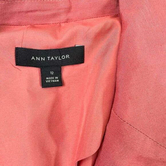 LOFT Jacket Blazer Womens 12 Pink Double Breasted Linen Blend  Career Preppy - Picture 5 of 8